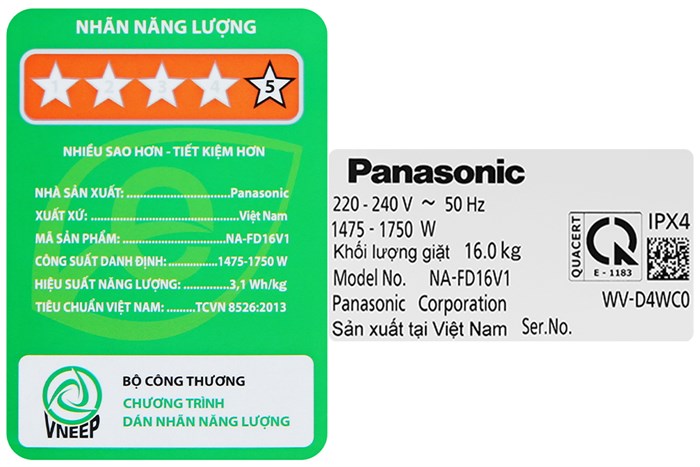 Máy giặt Panasonic Lồng đứng Inverter 16 Kg NA-FD16V1BRV